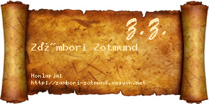 Zámbori Zotmund névjegykártya